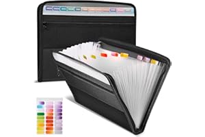 CHILLSILA Expanding File Folder, 13 Pockets Accordion File Folder Document Organizer, A4 Document Accordion Folder with Zipper Closure, Portable Wallet Filling Storage
