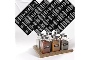 colortouch Spice Labels for Jars, Spice Stickers, 108 Pcs, Waterproof Spice Jar Labels Preprinted for Kitchen Organization and Pantry Storage, Black Seasoning Sticker, Sticky, Washable, Rectangle