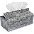 LEART Leather Tissue Box Holder – Tissue Box Holder for Home Decorations for Living Room, Bedroom and Office | Tissue Box Cover | Car Tissue Holder | Tissue Box Cover for Car (Pebble Grey)