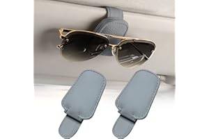Wenosda Brillenhalter für Auto Sonnenblende,Universal Sonnenbrillenhalter Auto, Leder Brillenhalter und Ticketkartenclip, Sonnenbrillenhalterung Auto, Brillenhalterung für Auto Zubehör (Grau)