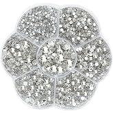 JAONLD 2500 Pcs Diamonds for Crafts Crystals Crafts Silver | Hotfix Rhinestone Stickers 7 Sizes 1.5~0.5 cm Rhinestone for Clo