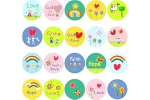 HEBAYY 500 Pegatinas de fe cristiana dibujadas por niños (versión inglesa)