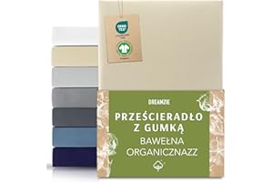 Prześcieradło Dreamzie 80x160 cm, 100% bawełna organiczna Jersey, wysokość materaca do 12 cm, hipoalergiczne, Oeko-Tex, beżowe