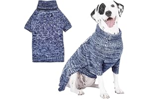 CCKUU Dog Knit Clothes Pet Plush Pullover Dog Sweater Soft Thickening Warm Pup Dogs Shirt Winter Puppy Jumpers for Dogs Cats(L,Navy)