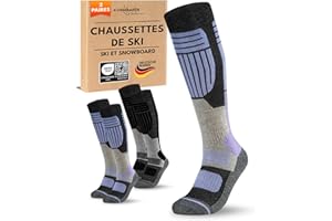 sockenkauf24 Chaussettes de Ski Femme Laine Merinos 2 Paires