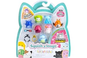 Squish-a-longs 8 Pack (Style 2- W2) - (8) 1” Mini-Squish with (2) Accessories, (1) Ring, and a Collector’s Guide - Collect, Trade, & Play