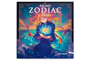 NOTIQUE Calendrier mural 2026 avec brochures d'anime zodiaque, calendrier mensuel, 30 x 30 cm, 30 x 60 cm, ouvert
