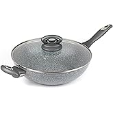Salter BW02772G Non-Stick Wok With Lid - 28cm Deep Stir Fry Pan, Dishwasher Safe, Induction Hob Suitable, Durable, Soft Bakel