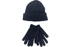 THINGIMIJIGS Ladies Soft Chenille Thermal-Lined Hat & Gloves Set