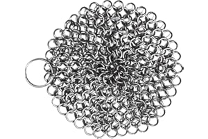 Mythrojan Cast Iron Cleaner 4.5" x 4.5" 316L Stainless Steel Chainmail Scrubber Round for Cast Iron Pan Griddle Skillet Dutch Oven Wok, Pan Pot BBQ Grills