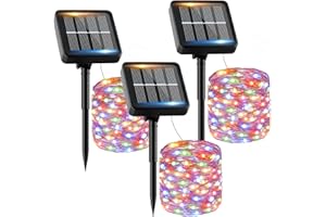 FIFLYING Guirnalda Luces Exterior Solar - 3 x 12M 120 LED Guirnaldas Luces Solares Exterior IP65 Impermeables de Colores 8 Modos Luces Solares LED Exterior Interior Jardin Terraza Bodas Fiestas Festivales