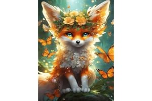 ASKKQTX Malen Nach Zahlen Erwachsene Fuchs,Schmetterling Blumen Tiere DIY Paint by Numbers Adult Handgemalt Ölgemälde Kit für Anfänger Kinder und Erwachsene Ohne Rahmen Als Geschenk Home Wand Dekor 30X40 CM