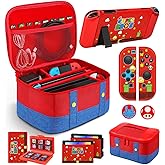 Gurgitat 9in1 Carrying Case for Nintendo Switch Travel Carry Cases Bundle Cute Boys Protective Cover+Thumb Grips Button Caps+