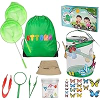 UTTORA Outdoor Spiele für Kinder, Schmetterlinge züchten mit Lupe, Insektensammelflasche Insektennetz, Hut…
