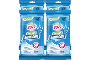 JOIN THE CLEANING BUZZ Buzz 200pk Bathroom Anti-Bac Wipes, Antibacterial Toilet Cleaning Sheets, Ultra-Strong Large Multi-Surface Cloths for Floors, Desk, Kitchen, Soap Scum Remover, Household Disinfectant