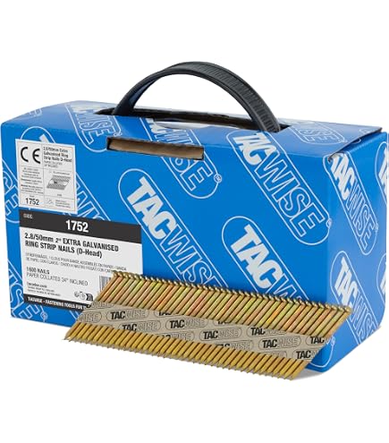 TACWISE Rahmennägel Verzinkt 90mm – 2200 Stück, 3,1mm Durchmesser, 34° Neigung, D‘-Kopf, Für Holzrahmenbau & Terrassendielen
