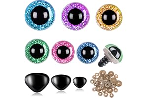 SANNIX 90pcs 10-20mm Large Safety Eyes and Safety Noses for Amigurumi Crochet Animals Chromatic Plastic Button Eyes for Sewing with Washers for Doll, Plush Toy, Teddy Eyes