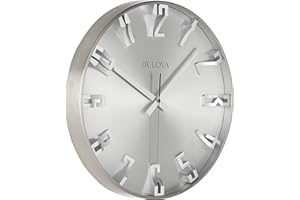 Bulova C4846 Director zegar ścienny, metal, satynowe wykończenie ze stopu cyny