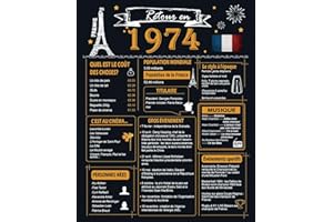 Woaipati Retour en 1974 Affiche d'anniversaire - Décorations du 50e anniversaire - Idée de cadeaux d'anniversaire de 50 ans et articles de fête - Décor de centres de table d'anniversaire