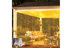 yowin Luces Solares Led Exterior Jardin 3x3M 300 LED Guirnaldas Luces Exterior con Mando, IP65 impermeable Cortina De Luces Solares para Terraza Balcón Boda Navidad Decoracion - Blanco Cálido