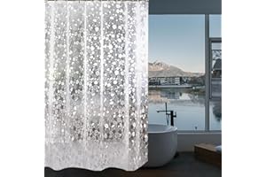 YZZAOO Tenda per Doccia 180 x 200 cm, 3D Semitrasparente Tende Doccia, Tenda Vasca da Bagno EVA Antimuffa Impermeabile con 8 Anelli, per Vasca e Bagno