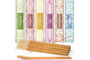 ‎LA BELLEFÉE LA BELLEFÉE Räucherstäbchen Set 120 Sticks, 6 Boxen mit 6 Düfte - Sandelholz, Patchouli, Rose, Weißer Salbei, Zimt, mit 1 x Räucherstäbchenhalter