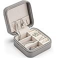 Vlando PU Leather Small Jewelry Travel Organizer, Travel Jewelry Case for Ring, Mini Jewelry Box for Earring, Necklace, Bracelet - Grey