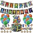 wopin 35 Pcs Roblox Birthday Decorations,- Roblox Party Decorations, Party Supplies Include Cake Topper,Cupcake Topper,Balloons and Banner