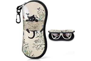 PLAYEXEN Etui Lunettes, Etui a Lunette Souple en Néoprène pour Femmes&Hommes, Porte Lunettes de Protection Rangement Lunettes de Soleil avec Fermeture Eclair, étui Lunettes avec Mousqueton