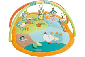 Fehn 3-D-Activity-Decke Spielbogen Sleeping Forest – Baby Krabbeldecke mit 5 abnehmbaren Spielzeugen zum Greifen – Spieldecke für Babys und Kinder ab 0+ Monaten – Krabbelmatte als Geschenk zur Geburt