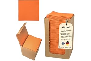 Aroba Airlaid 100 serwetek koktajlowych, przypominających tkaninę deser, serwetki, 20 x 20 cm, składane 1/4, wysokiej jakości, 21 kolorów, na wesele, urodziny, do baru, na imprezę, pomarańczowe