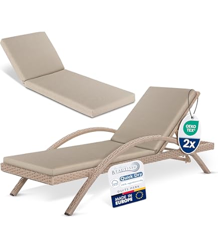 Il Tuo Artigiano Design Waterdicht kussen voor gevlochten ligstoel, 190 x 60 cm, polyester, waterafstotend, afneembaar kussen, gemaakt in Italië (wit en geel