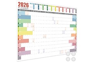 Giftinghouse 2026 Wall Planner A1 Laminated - Full Year Wall Planner 2026 UK - Wall Calendar 2026 with mount stickers for academic, office, home and school by (59.4 x 84.1 cm) - A1 size.