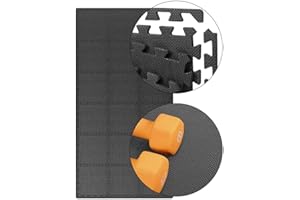 UMOI Tapis de sol professionnel extra fort avec bordures. Protège le sol dans, de gym, sous-sols, bureaux. Protection contre les éraflures, bosses, froid. Hydrofuge, insonorise. Tapis de sport (30x30x1cm)