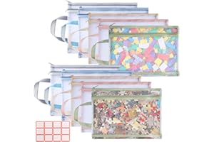 HOCUCHELAND 10 Pack Mesh Zipper Pouch Bags, Double-Layer Sorting Toy Storage Bags with Zipper, Breathable See-Through Board Game Storage, Puzzle Storage Bags for Building Blocks, Puzzles, Scrapbook, Books