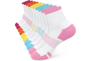 OUHOS Womens Ladies White Black Running Trainer Ankle Socks Anti Blister Walking Hiking Sports Socks Cushioned Work Support Cotton Socks for Womens 4-7 Multipack Breathable Cycling Athletic Socks 5 Pairs