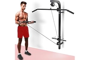 Senshi Japan Home Wall Mounted Cable Machine Pulley System | Multi Gym For Homes, Garage, Gyms, etc. | Lifts up 200KG | Comes With Lat Pull Down Bar and Straight Bicep Tricep Curl Bars