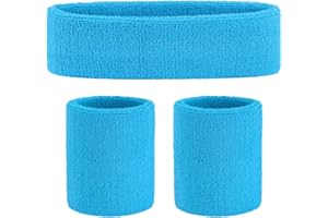 Crazy Chick Ladies Gym Exercise Sports Neon Sweat Headband & Wristbands SET 80's Fancy Dress Accessories