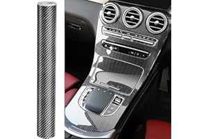 LUYOAH 6D Carbon Fiber Vinyl Wrap Roll Film Sticker Carbon Fiber Vinyl Car Sticker Waterproof No-Bubble Self Adhesive Film Black 300*30CM for Cars Auto and Motorcycle DIY, Interior/Exterior