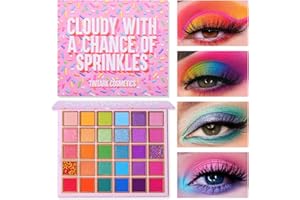 TINTARK Palette Ombretti 30 Colori Altamente Pigmentato, Glitter Shimmer Matte Occhi Ombretto, Rosso Verde Blu Make up Trucchi Palettes con Specchi (Cloudy with a Chance of Sprinkles)