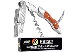 HICOUP KITCHENWARE Cavatappi di HiCoup - Cavatappi, apribottiglie e tagliacapsule professionale tutto in uno, in Legno di Pakka, la scelta preferita di sommelier, camerieri e baristi in tutto il mondo