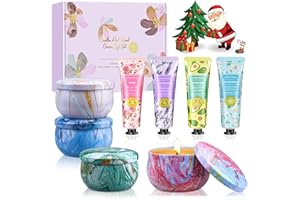 YUEONEWIN Candles Gifts for Women, 4 Packs Scented Candle & Mini Hand Cream Lotion Gifts Set for Women, Ideal for Birthday Christmas Gifts Stocking Stuffers for Mom, Coworker, Teacher, Friends