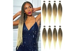 Beyond Beauty EZ Braid Pre Stretched Braiding Hair, 3Packs-26inch EZ Braid Professional Hair Yaki Texture Synthetic Hair Extensions (8Packs-26Inch, T1B-27-613)