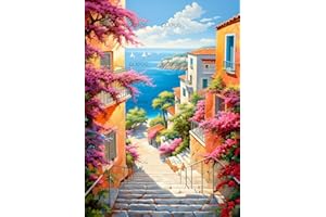 GLXPOG 5D DIY Diamond Painting Kit, Paysage Bords Mer Peinture Kit 5D Complet pour Adultes et Enfants, Floral Peinture Diamant Strass Art Point de Croix pour Murale Décor 30x40cm (Image 25x35cm)