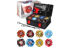 DEZAWRTY X set da battaglia per trottole a scatola, Set da Battle Spinner, 12 trottole a scoppio 3 lanciatori 1 manico, giocattoli per bambini, regalo di compleanno ideale per bambini dai 6 anni (X4-8PCS)