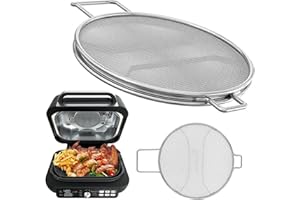 SKYEARMAN Stainless Steel Splatter Shield for Ninja Foodi Max PRO AG651UK, Detachable Indoor Grill Accessories Reusable Ninja Air Fryer Accessories