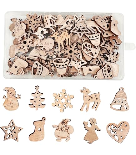 Lot De 50 Boules De Noël En Bois Naturel – Tranches Non Décorées – DIY Décoration – Pour Customisation Peinture