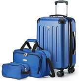 Amazon Basics Set of 3 Hard Shell Suitcases 4 Spinner Wheels Navy Blue