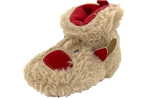 Thingimijigs Baby Rudolph Reindeer Faux Fur Christmas Bootie Slippers
