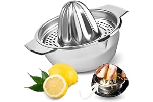 ‎LINFELDT LINFELDT 450ML Zitronenpresse Edelstahl - Orangen & Limetten - Rostfrei & Spülmaschinenfest - fängt Kerne & Fruchtfleisch auf - 16,7B x 13,5H cm